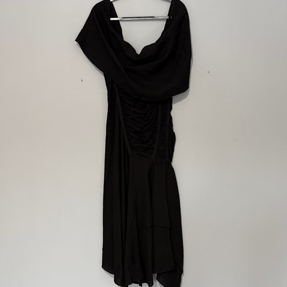 Elegant Black Linen Women's Dress